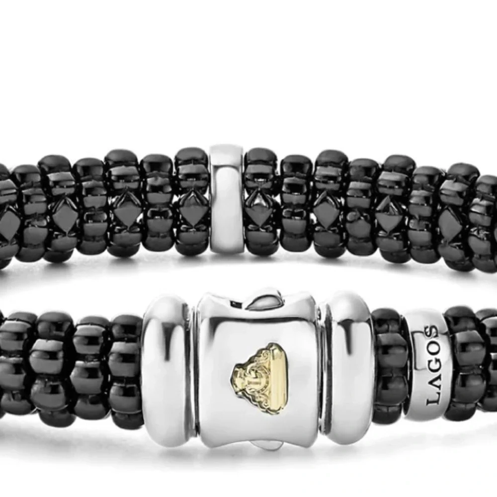 LAGOS Black and Silver Beaded Bracelet - Picture 2 of 3